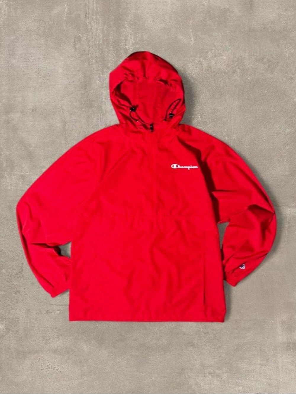 Red Champion windbreaker jacket